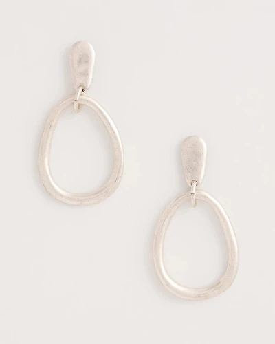 Silvertone Open Circle Drop Earrings