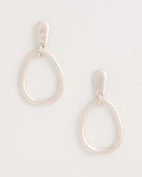Silvertone Open Circle Drop Earrings