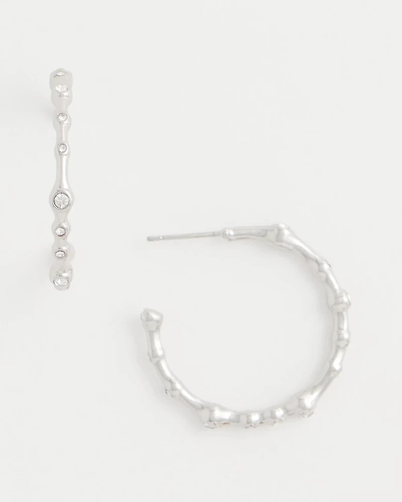 Silvertone Front-To-Back Hoop Earrings