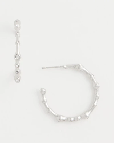 Silvertone Front-To-Back Hoop Earrings