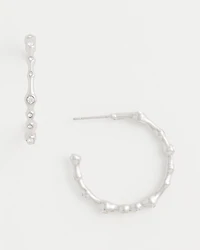 Silvertone Front-To-Back Hoop Earrings