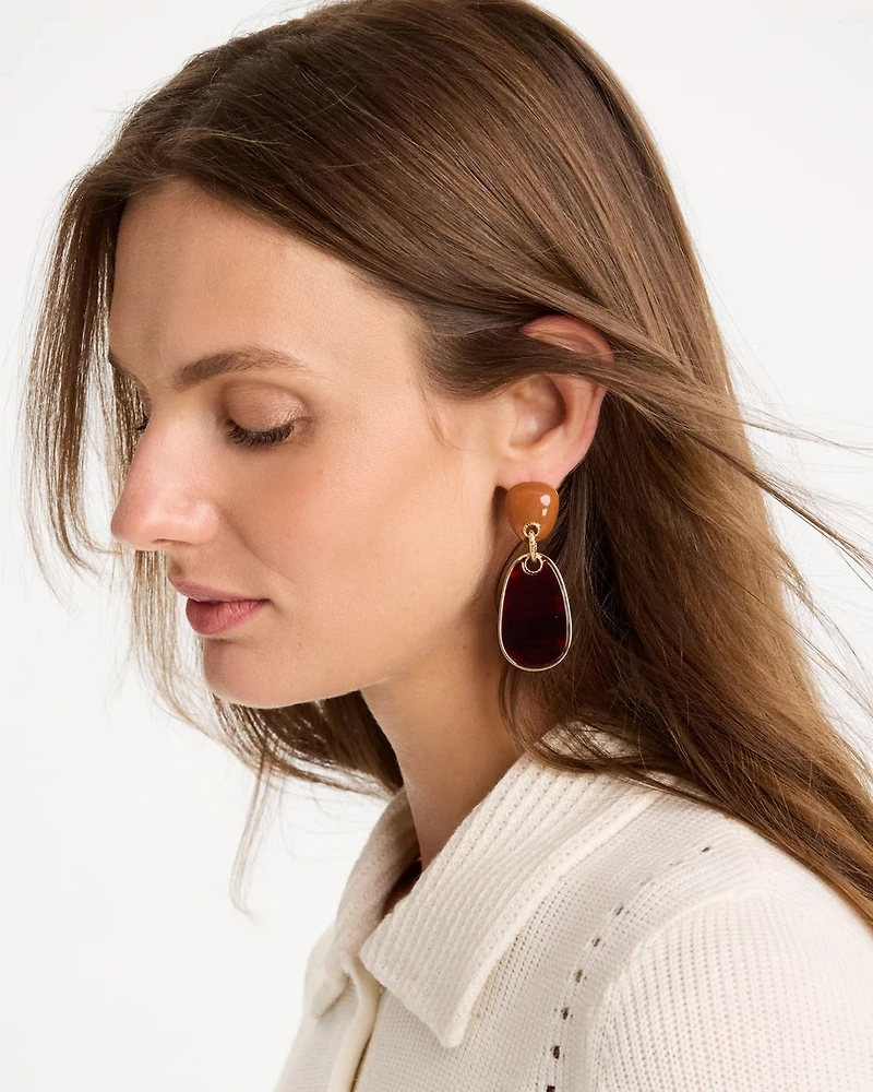 Neutral Linear Drop Earrings