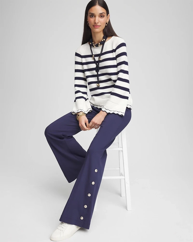 Striped Eyelet Pointelle Pullover