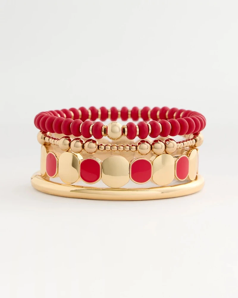 Red Beaded Stretch Bracelet