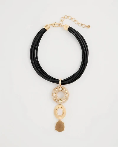 Embellished Linear Corded Necklace