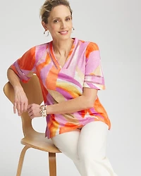 Linen Abstract Lace Detail Top