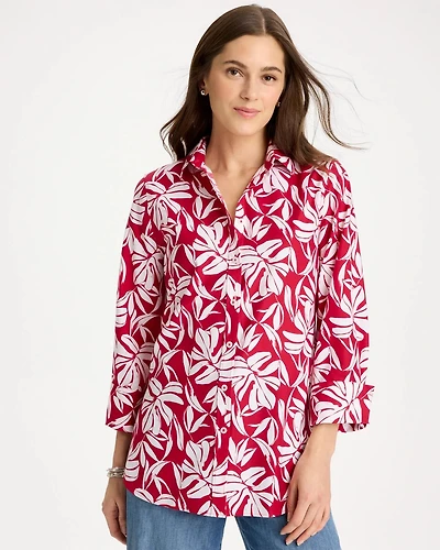 No Iron Stretch Palm Print Shirt