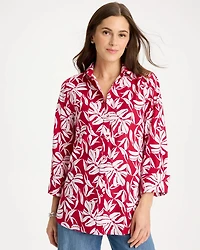 No Iron Stretch Palm Print Shirt