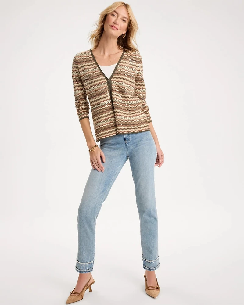 Ombre Sequin Open Cardigan