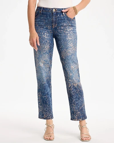 Foiled Snake Girlfriend Straight Ankle Jeans