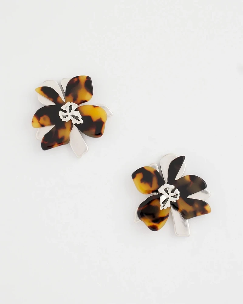 Tortoise Floral Stud Earrings