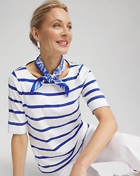 Striped Pima Cotton Bateau-Neck Tee