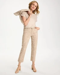 Animal Print Girlfriend Slim Cropped Jeans