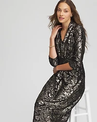 Foiled Knit Pleated Maxi Dress