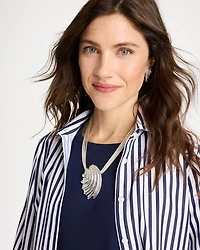 Silvertone Shell Pendant