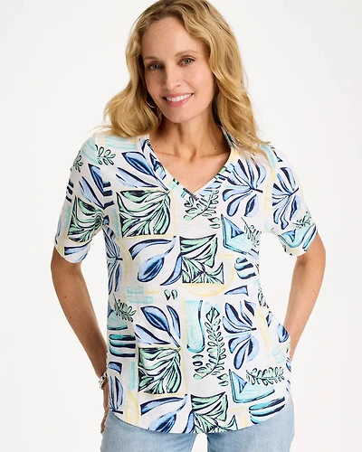 Palm Cotton Slub V-Neck Tee