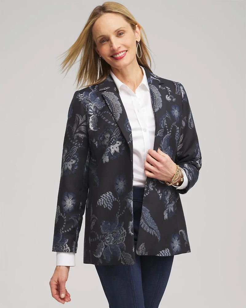 Floral Jacquard Blazer