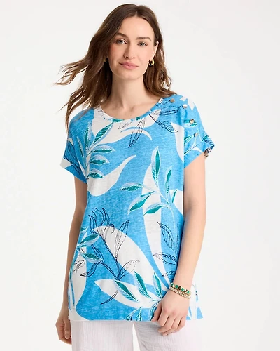 Printed Linen Button Tunic