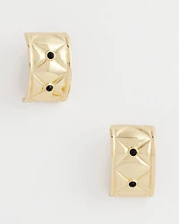 Black & Gold Quilted  Clip on Earrings