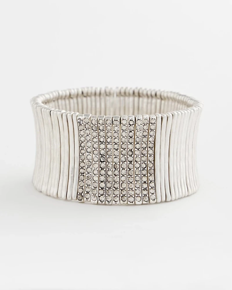Silver Pave Slice Bracelet