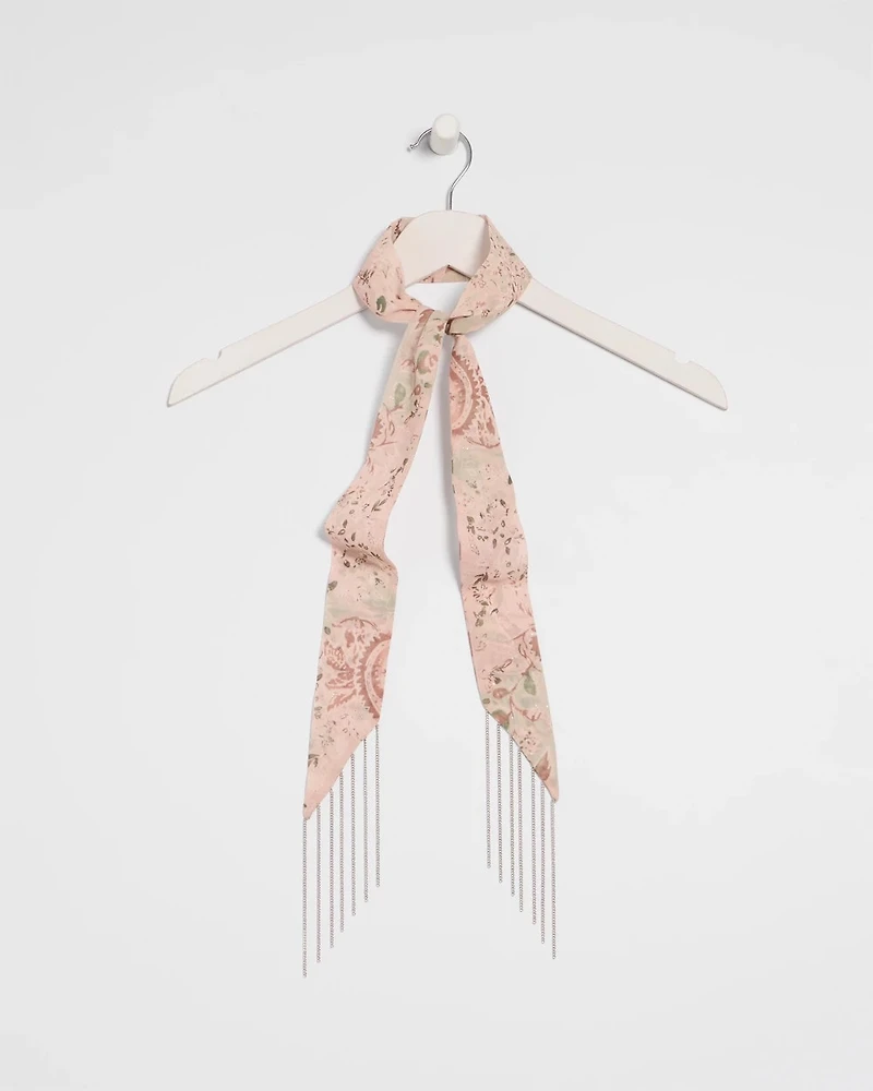 Paisley Fringe Skinny Scarf