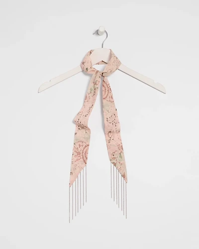 Paisley Fringe Skinny Scarf