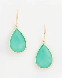 Green Teardrop Fishwire Earrings
