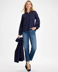 Zebra Animal Jacquard Popover Blouse