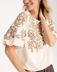 Soutache Soft-Stretch Bubble Hem Top