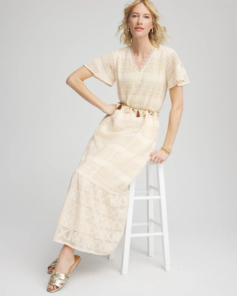 Petite Crochet-Lace Maxi Dress