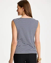 Cotton Striped Button Tee