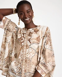 Printed Button-Down Poncho