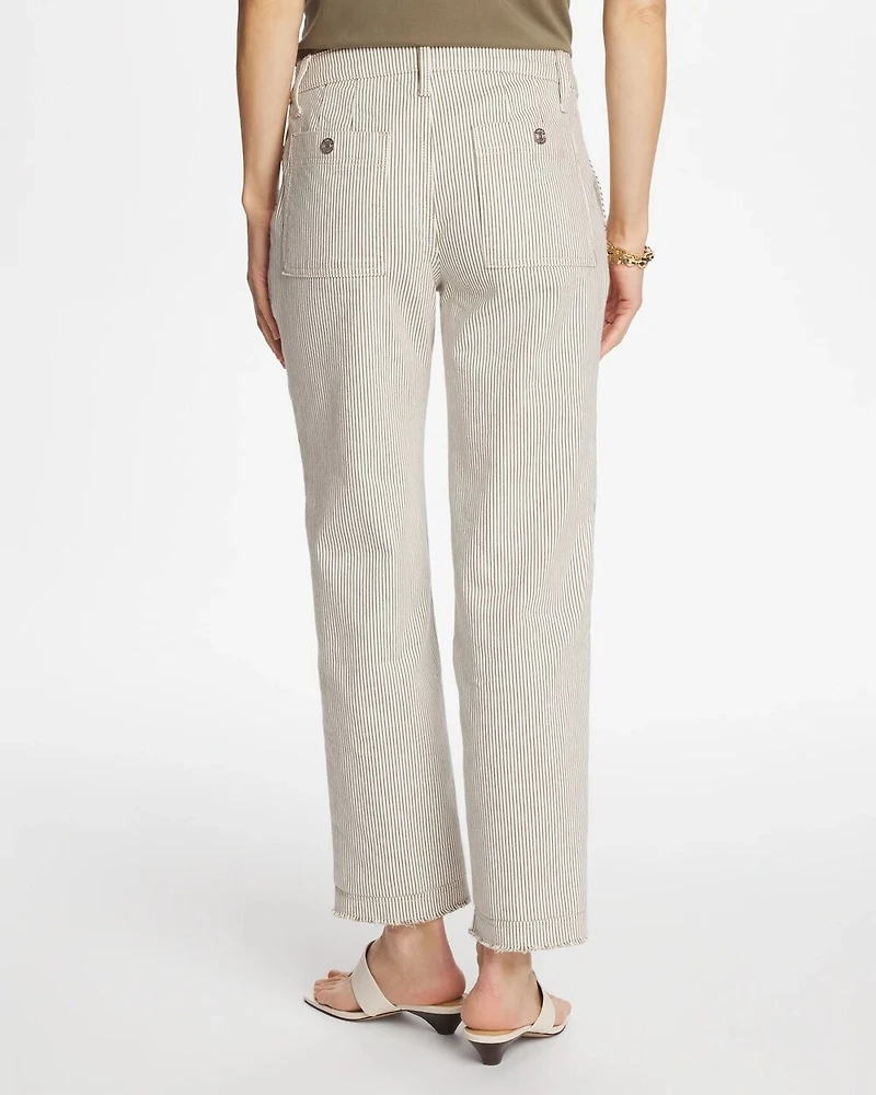 Stripe Girlfriend Straight Ankle Jeans