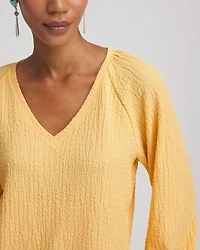 Textured Raglan V-Neck Top