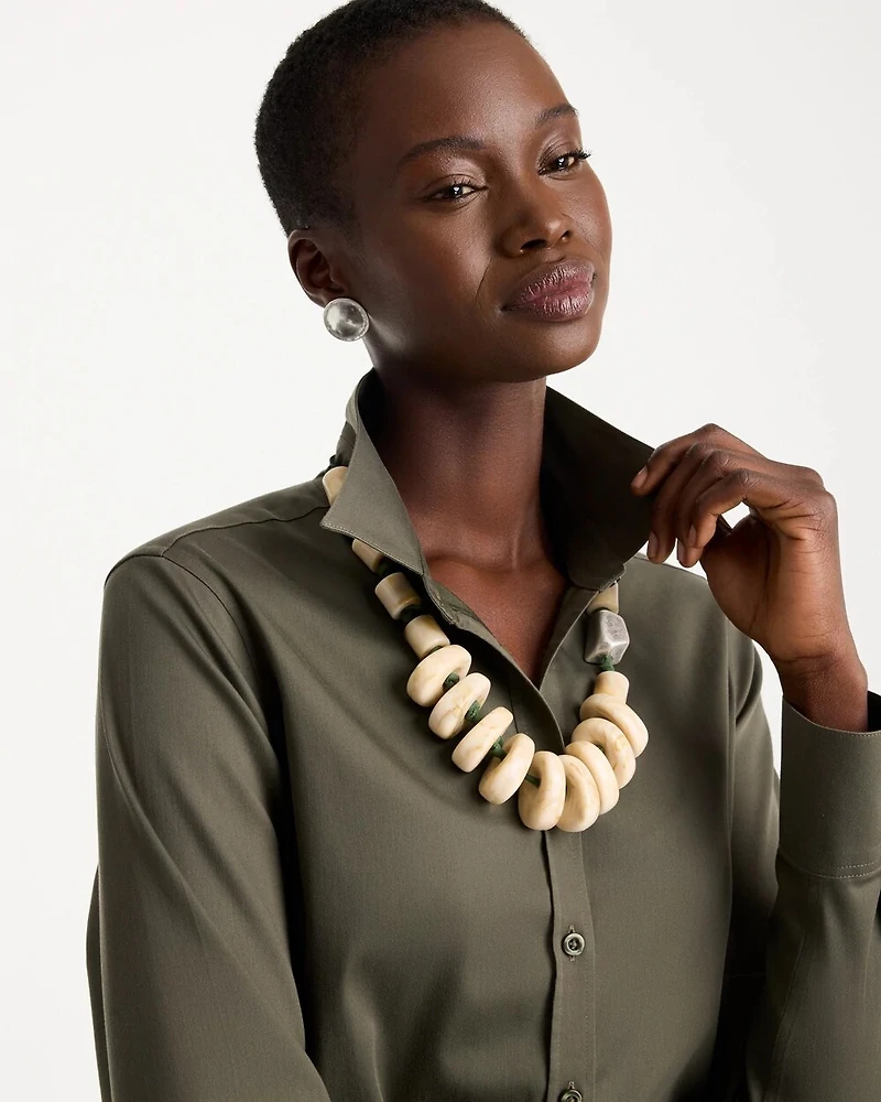 Neutral Resin Green Cord Necklace