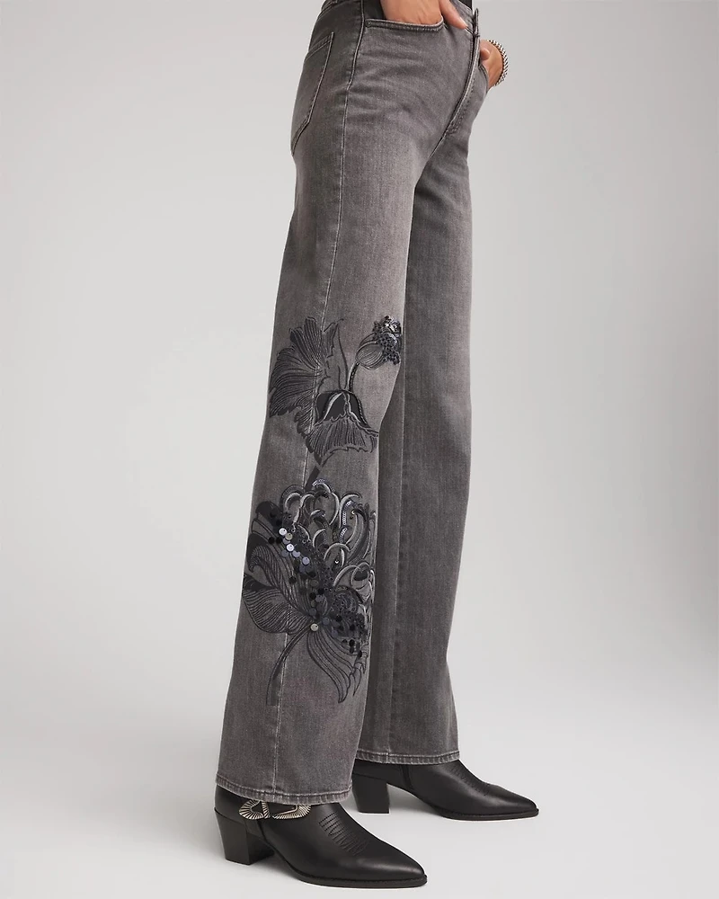Printed High-Rise Wide-Leg Jean