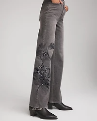 Printed High-Rise Wide-Leg Jean