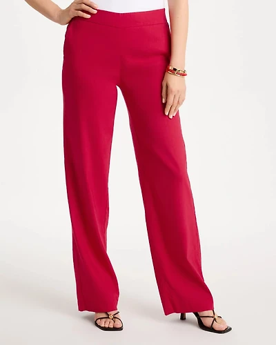Pull-On Wide-Leg Linen Pants