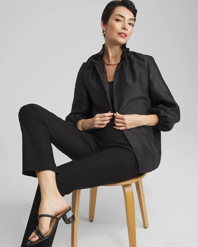 Satin Ruffle Collar Jacket