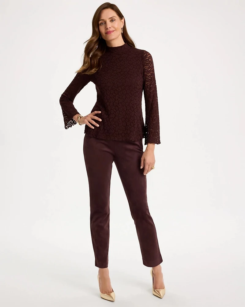 Prestige Print Lace Mockneck Top