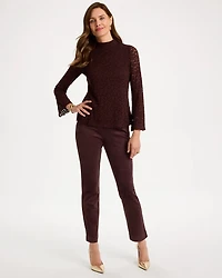 Prestige Print Lace Mockneck Top