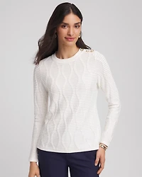 Button Shoulder Crewneck Pullover