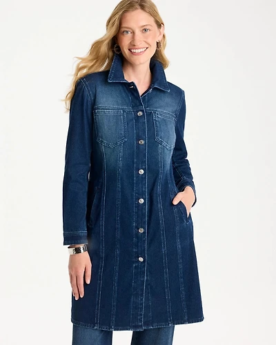 Knit Denim Elongated Topper