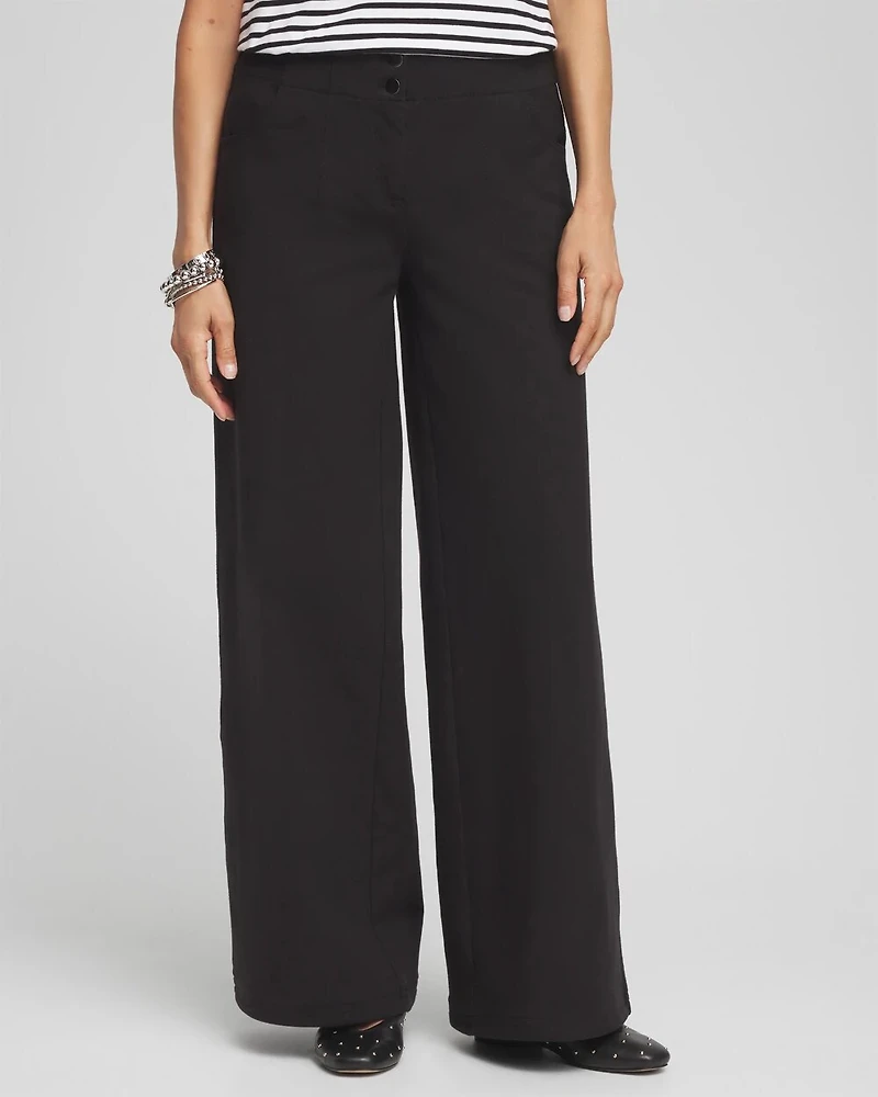 Cotton Stretch Wide Leg Pants