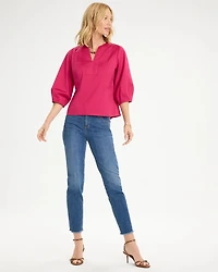 Poplin Cotton 3/4 Sleeve Popover