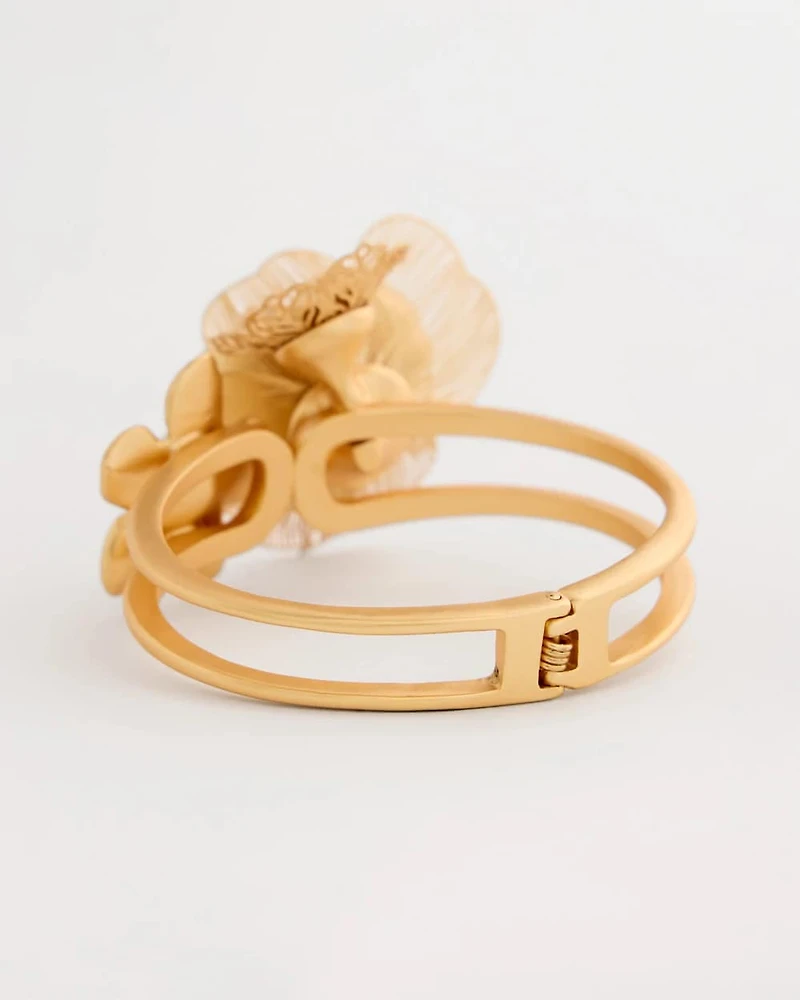 Filigree Flower Hinge Cuff Bracelet