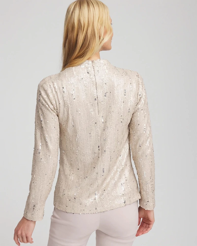 Sequin Funnel Neck Tee