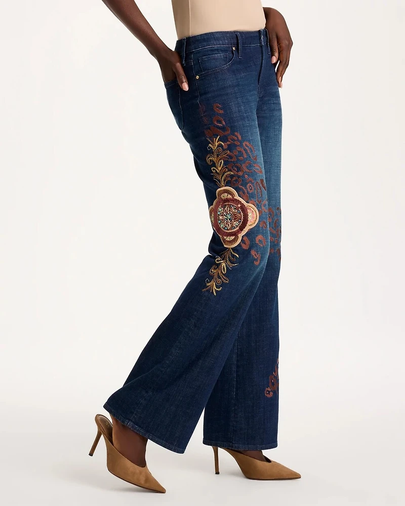 Embellished Girlfriend Flare Jeans