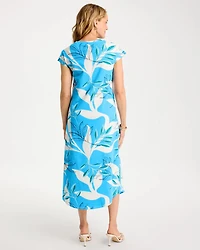 Printed Soft-Stretch Cotton Slub Dress