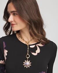 Purple Resin Sun Pendant Necklace